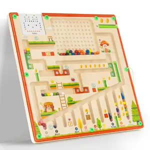 Magnetic Color and Number Maze, Montessori Fine Motor Skills Toys for Kids, Wooden Magnetic Drawing Board, Educational Learning Toys, Color Matching Counting Toddler Puzzle Board, Christmas Birthday Valentines Day Gift for Boys and Girls