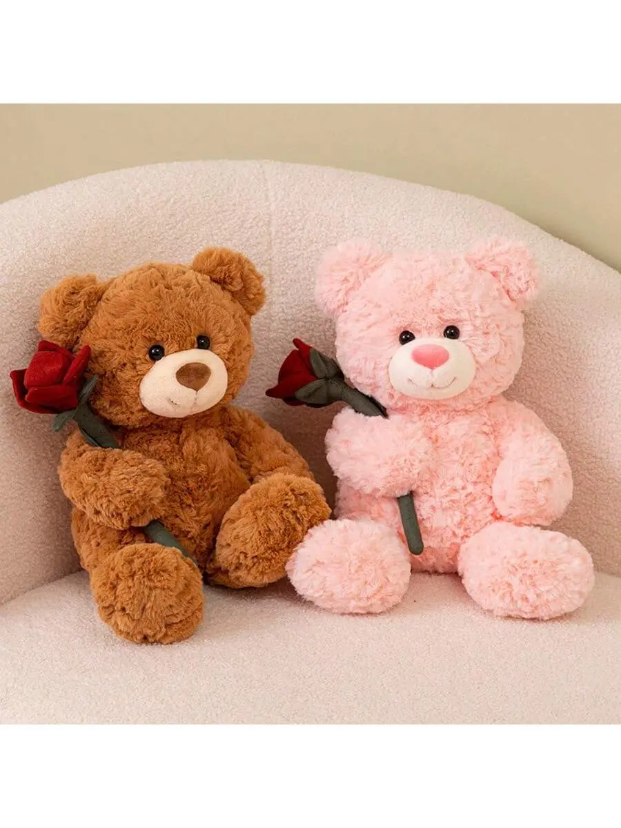 Red Rose Bear Stuffed Toy, Thoughtful Valentine’s Day Surprise, Birthday Stuffed Animal & Cuddly Doll Gift for Girls, Soft Plush Teddy Bear