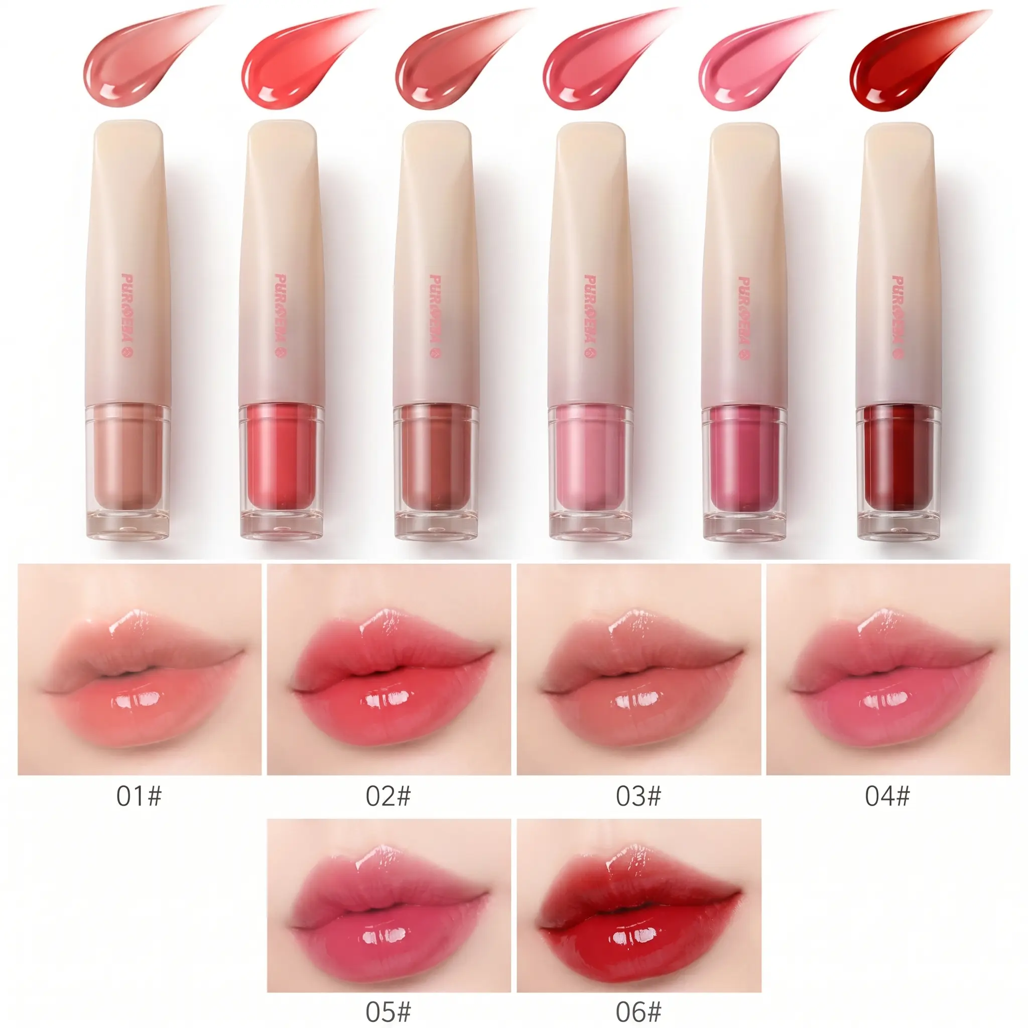 Mirror Water Glow Lip Gloss Set 6Pcs, High Shine Plumping Hydrating Lip Stain, Long-Lasting Non-Sticky Glossy Lip Makeup, Comfortable Moisturizing Daily Lip Kit, Ideal Holiday Makeup Gift for Women