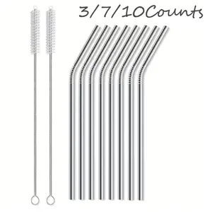 Reusable Straw and Brush Set, 304 Stainless Steel Straws for 20oz Tumblers, 8.5 Inch Straws for Cocktails/ice Tea/milkshakes, Dishwasher Safe