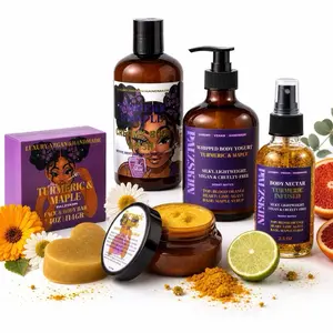 PALZSKIIN Turmeric BODY GLOW BUNDLE Hyaluronic Acid All Skin Types Set Soap Repair Body Care Natural Moisturizing 8oz Wash 5oz Soap 8oz Butter 4oz oil- Moisturizer