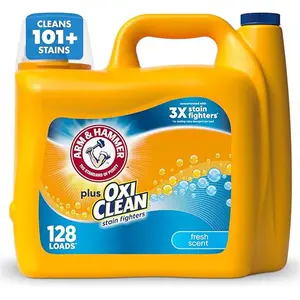 166.5 fl oz 128 Loads Plus OxiClean Stain Fighters Liquid Laundry Detergent, Fresh Scent