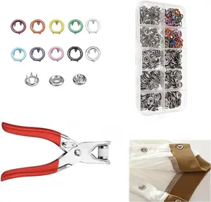 Including 100pcs Invisible Colored Metal Buckle & 1 Count Manual Pressure Pliers,Household Sewing Accessories for DIY Handicraft Clothing & Hat,Buttons & Pliers Tool Kit,Seamless Stitching Sewing Kit Tools,Sewing Supplies Crafts.