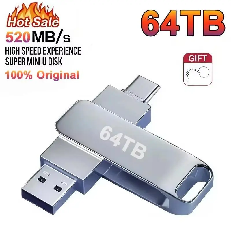 NEW 16TB USB 3.2 High-Speed Transfer Metal Waterproof USB External Memory Stick, 2026 Fashion Accessory Charm Pendant