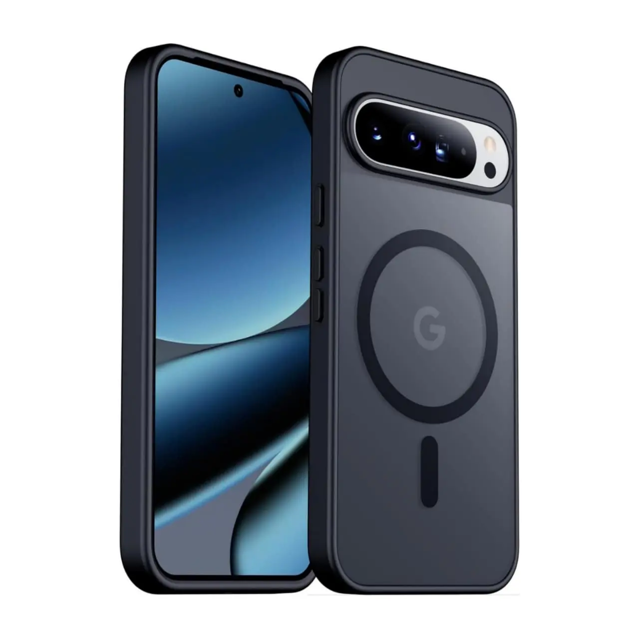 Magnetic Case for Google Pixel 10/10 Pro - Military Grade Drop Protection Slim Translucent Matte Shockproof Anti-Fingerprint Phone Case Black