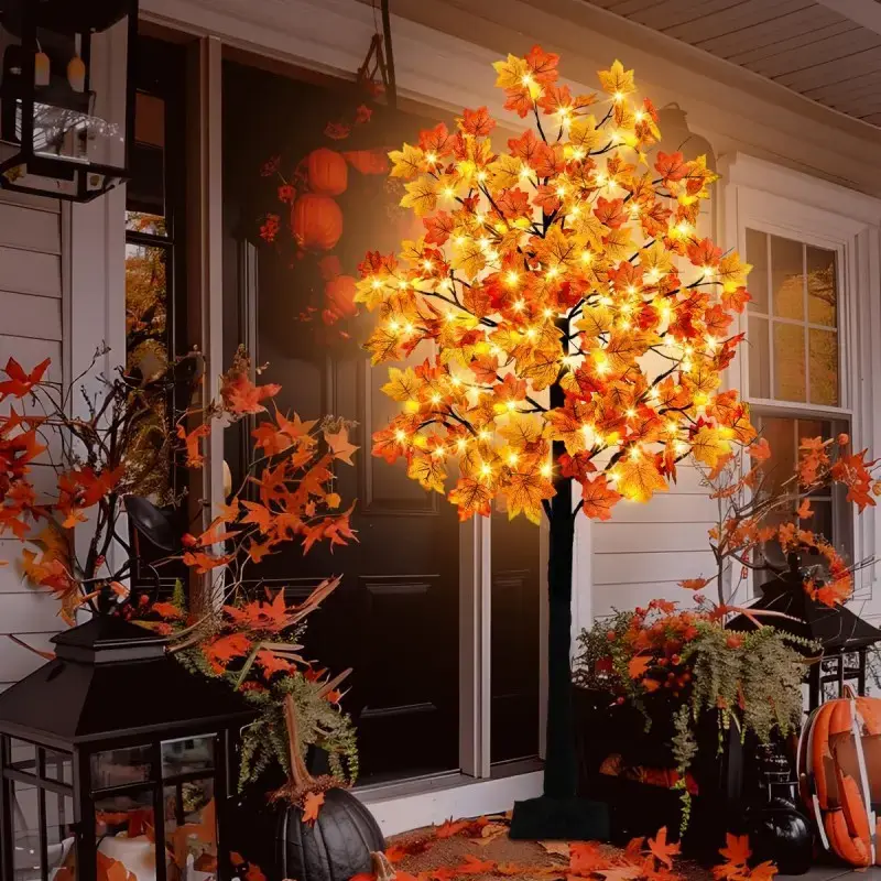 Maple tree with lighting effect, warm white LED lights ，ideal for indoor decorations, branch trees suitable for use in homes, bedrooms, Christmas holiday decorations, lighting-effect branch trees, decorative LED trees, warm white glow, plastic decorations