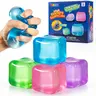 JOYIN 4-Pack 2'' High Density Stress Relief Fidget Cubes - Unisex Slow Rising Mini Squishies Toys, Selectable Candy/Jelly/Swirl Colors, Quick Rebound, Sensory Friendly Cool Gifts for 8+ Autistic Kids, Toss & Fidget Fun Anxiety Toys