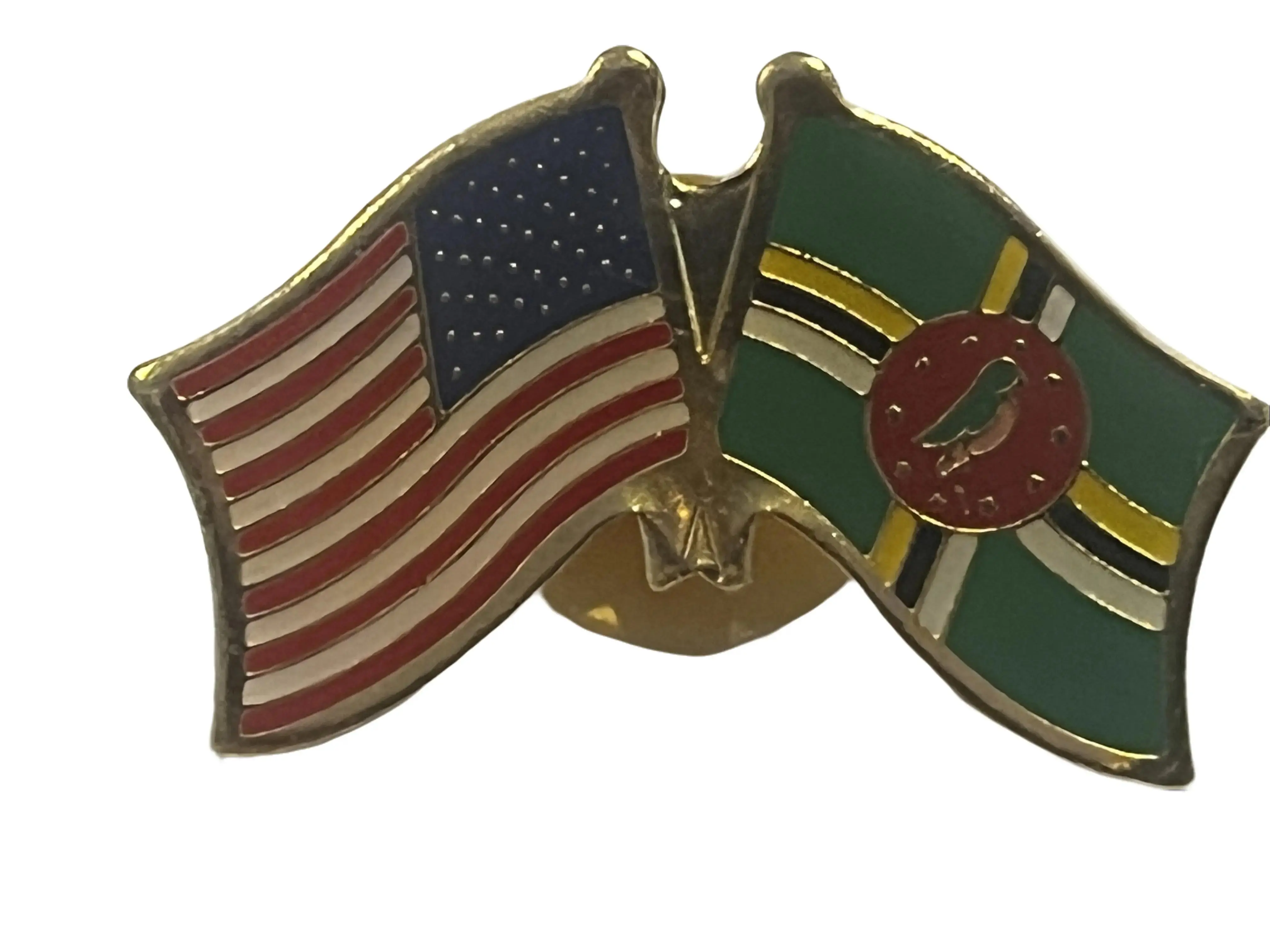 Dominica United States Pin with USA and Dominica Flags Design for International Friendship