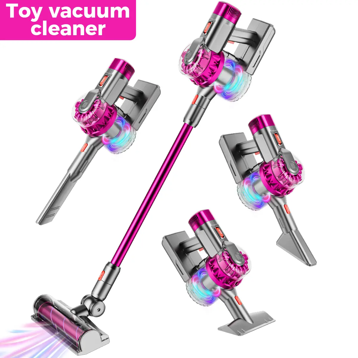 SHNAYLE TOYS 4-in-1 Working Kids Vacuum Cleaning Playset, Toddler Housework Roleplay Toy W/ Light & Sound, Manual Mode Cool Gifts for Kids Ages 4+ Birthday Christmas Idea for Boys Girls