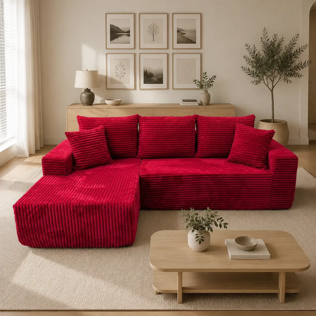 96" Rose Pink Cloud Couch, Oversized Boneless Sofa Couch, Modular L Shaped Sectional Sofa for Living Room, Chenille Deep Seat Comfy modern Couch, Soft Plush Lazy Sofa, No Assembly Required, l-shaped Flexible Combination Furniture