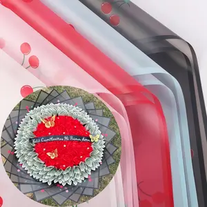 20 Sheets Bouquet Wrapping Paper  22.4inch White Cherry Pattern Flower Floral For Bouquets Kit Waterproof Decorations With Ribbon Diy Crafts Gift Wrapping Supplies Gift Packaging Wedding Birthday Party