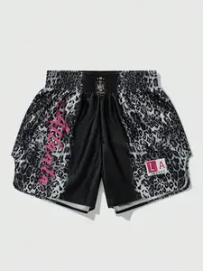 Men's Leopard Print Fitted Shorts, Casual Comfy Breathable Athletic Shorts for Daily Wear, Men's Bottoms for All Seasons, Menswear