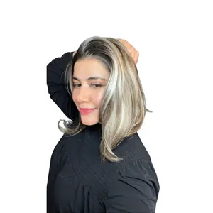 CARKIRA Cheryl Cool Brunette Blonde Highlights 12 Inch Bob 13x4 HD Lace Front Synthetic Wig Glueless Pre-Cut Natural Hairline Heat-Friendly