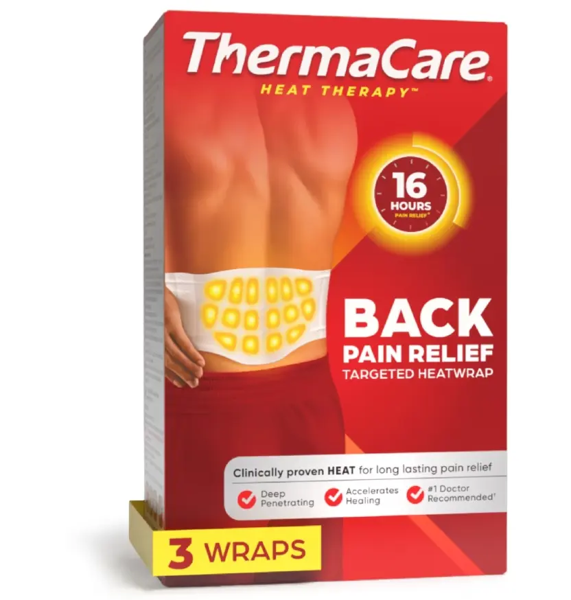 ThermaCare Lower Back & Hip Pain Relief Heat Wraps Large Extra Large 3 Ct Air Activated Up to 16 Hours of Pain Relief Soothing Heat Therapy Heat Patches Hot Compress Pad