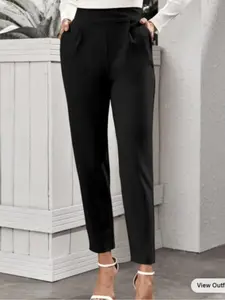 Women's Solid High Waist Pants, Elegant Fashion Casual Trousers for Work Office Business, Ladies Bottoms for All Seasons