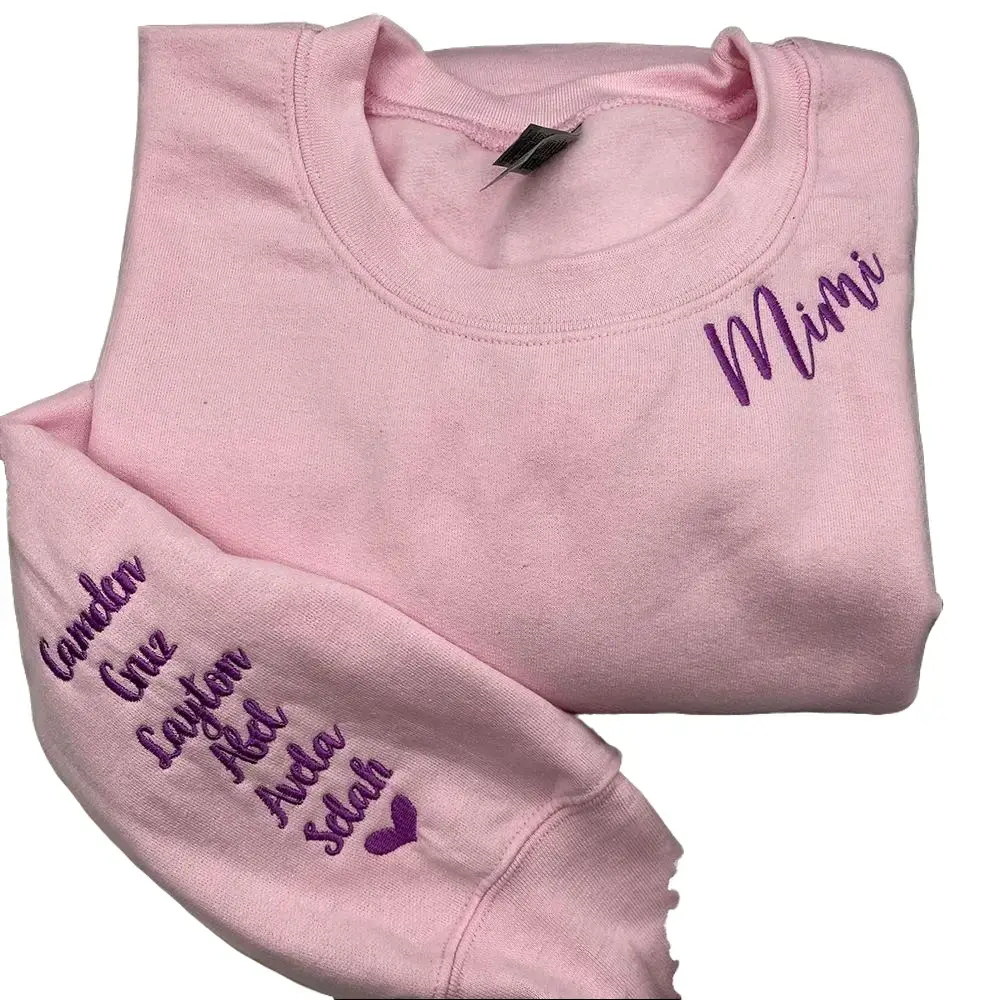 Personalized Mawmaw Sweatshirt with Embroidered GrandKids Names on Sleeve, Gift For Mom, Mother's Day Gift