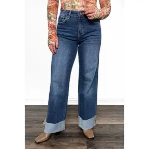The Maxine from Lovervet High-Rise Cuffed Wide Leg Denim