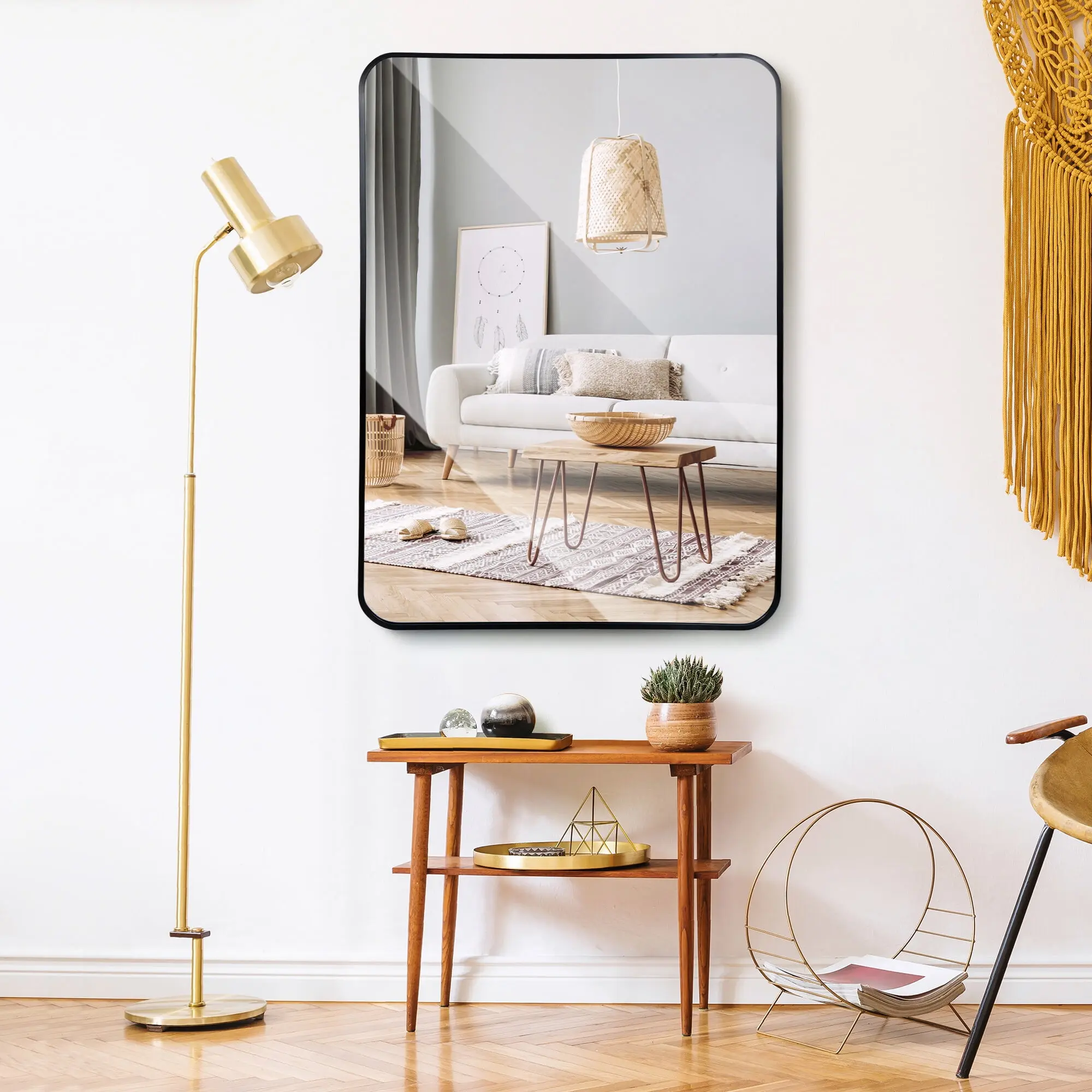 Zeny Classic Rectangle Bathroom Vanity Mirror - Waterproof Glass, Beveled Edge, Black Metal Frame, MDF Backing, Wall-Mount Hanging, Elegant Oversized (24"x36", 30"x22") for Vanity Setup, Entryway Home Decor