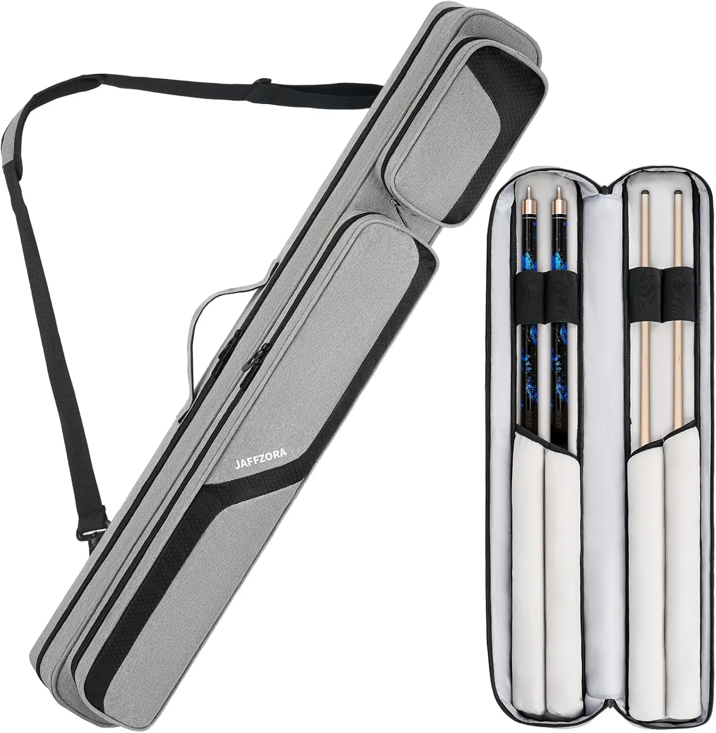 Billiards Pool Cue Case with Shoulder Straps - Cue Storage Solution for Holding Butts and Shafts