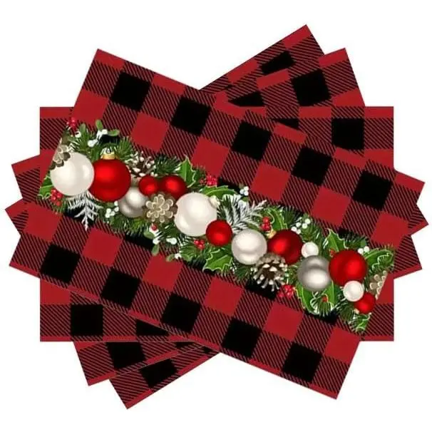 4-Piece Christmas Placemats – Full Set for Home Kitchen Dining Tables, Christmas-Themed Design Boosts Festive Charm, Classic Size Fits Most Table Settings