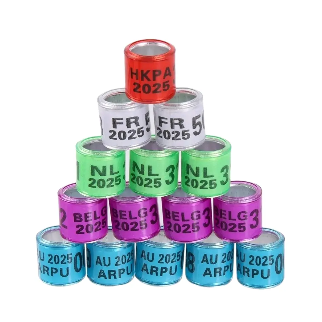 100 anillos de aluminio multicolor para patas de paloma, anillos de pata de paloma, anillos de identificación de plástico con entrenamiento 2025 para identificar pájaros Aluminium Set Lightweight