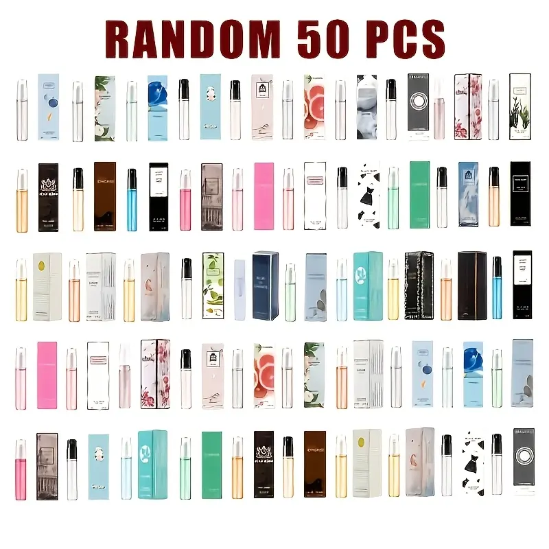 50PCS Women's Long-Lasting Mini Perfume Bottles - 5-10% Fragrance Spray, Suitable for Daily Wear and Gifting, Compact and Portable (Floral/Fruity/Woody/Musk Scents) - Ideal Choice for Perfume Lovers, Gifts for Women's Birthdays/Anniversaries