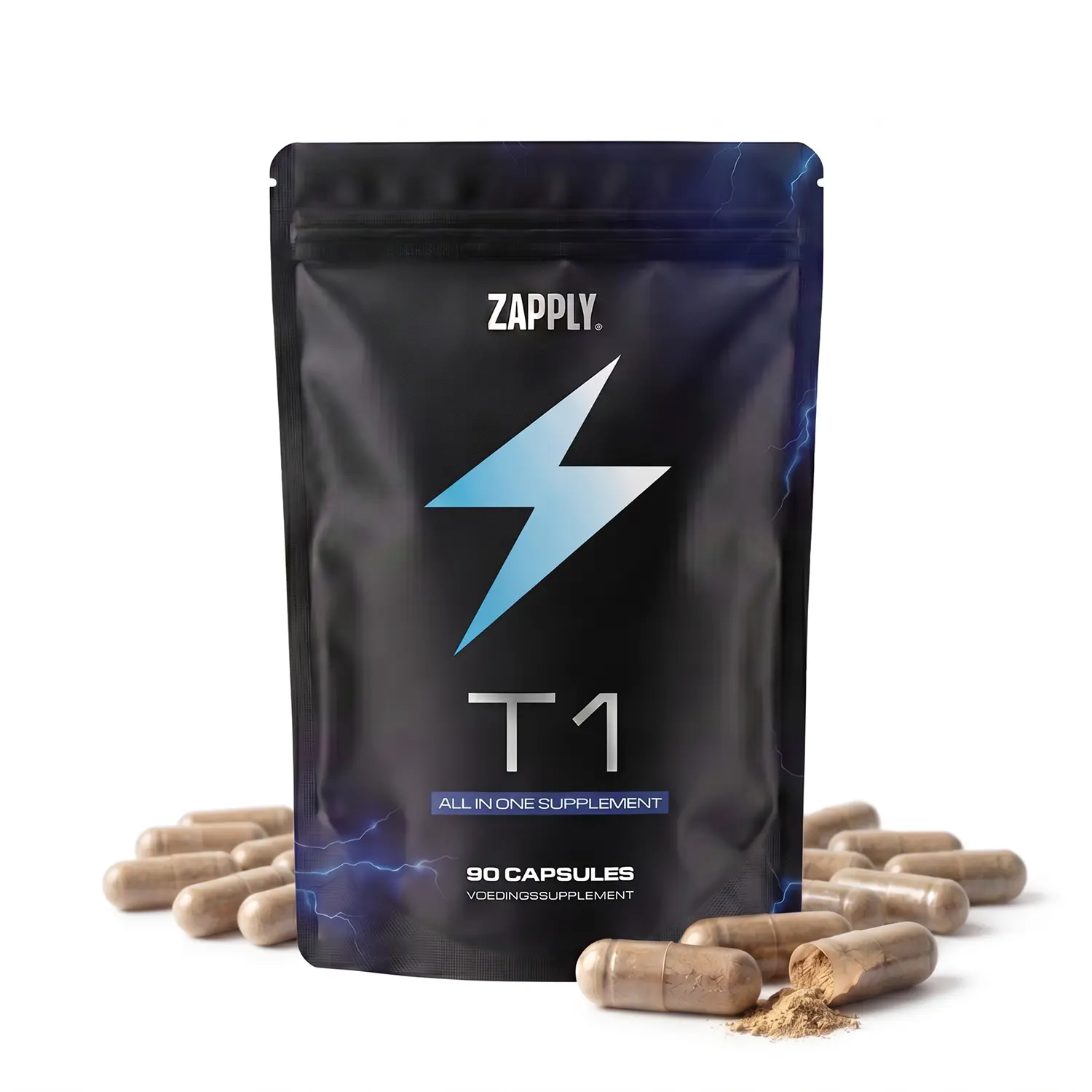 Zapply T1 Daily Men's Vitality Capsules with Zinc, Magnesium, Vitamin D3, Shilajit, and Ashwagandha KSM-66, 90 Capsules