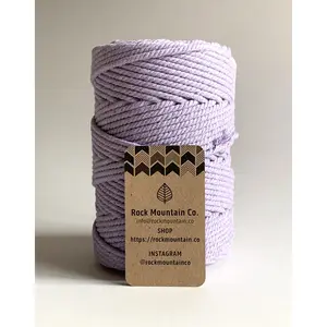 4mm 3 Ply Macrame Cord 3 Strand Twisted Cotton Craft Rope - Light Purple Fiber Art String