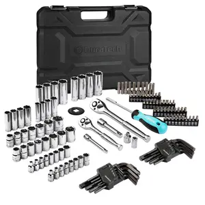 #Summervibes DURATECH 121-Piece Mechanics Tool Kits, Include SAE/Metric Sockets Set, 72-Tooth Drive Ratchet, 40-in-1 Magnetic Screwdriver, and Hex Keys with Carrying Tool Box for Auto Repair