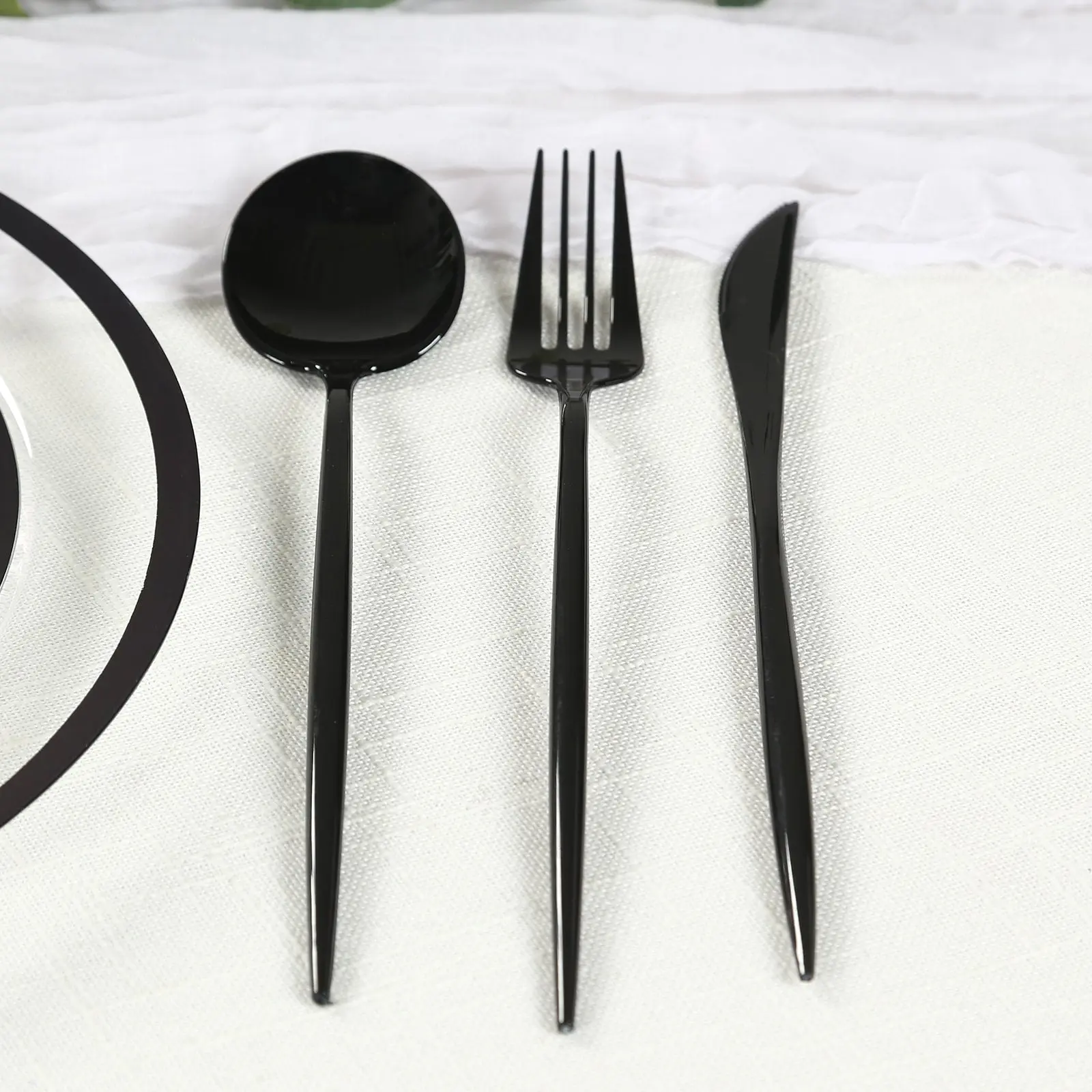 60-Pack Sturdy Black Sleek Plastic Utensil Set - Bulk Pack Disposable Dinnerware for Wedding, Birthday, Party Supplies & Special Events