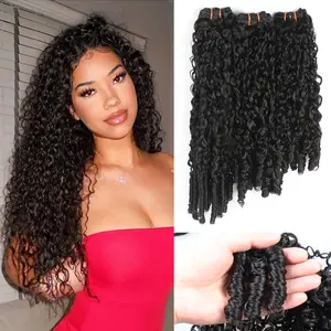 ENBEAUTIFUL Pure Protein Fiber Curly Extension Hair - 3 Pcs Tangle-Free Burmese Curly Weft, Quick Weave with Spiral Ends & Human Hair Texture, 12/14/16 in Natural Black, Weft Hair Extensions