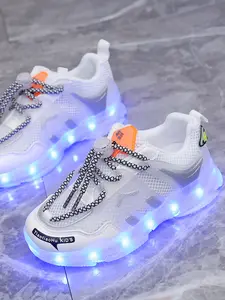 USB Charging LED Light Shoes, Running Lamp Glowing Sneakers, Breathable Mesh Casual Sports Shoes for Kids Boys Girls, Spring Summer Fall Dance Shoes, Casual Trainers, Trendy Trainers