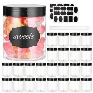 24 Pack 8 oz Plastic Jars with Lids – Clear Containers for Slime, Kitchen Food Storage, Dry Goods, Creams – BPA Free, Stackable & Leakproof