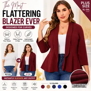Women's Shawl Collar Blazers Open Front Long Sleeve Stretchy Business Casual Suit Jacket Plus Size XL-4XL Blazer for Women Work Office fashion