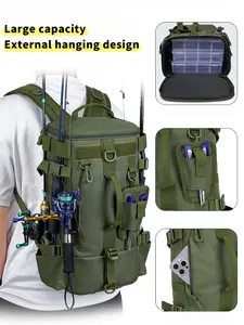 Hiking Backpack All-in-One Outdoor Treasure Large Capacity 45x23x16cm Splash-Proof for Fishing Camping Sports Travel Dry-Wet Compartments Nylon Material