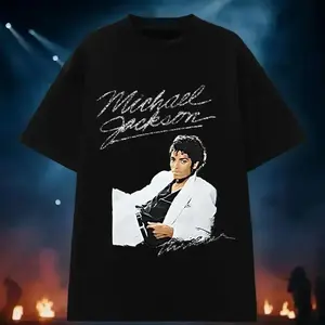 Michael Jackson Thriller Album Cover Official Tee T-Shirt Unisex 100% Pure Cotton Breathable Cotton Crew Neck Graphic Tee Streetwear Minimalist Top Soft ZJ3