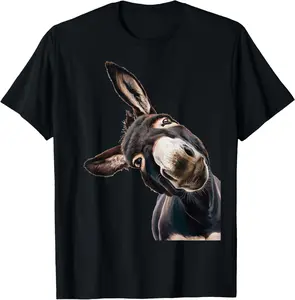 100% cotton Unisex Funny Donkey Head Art Quirky Animal Lover Smile T-Shirt