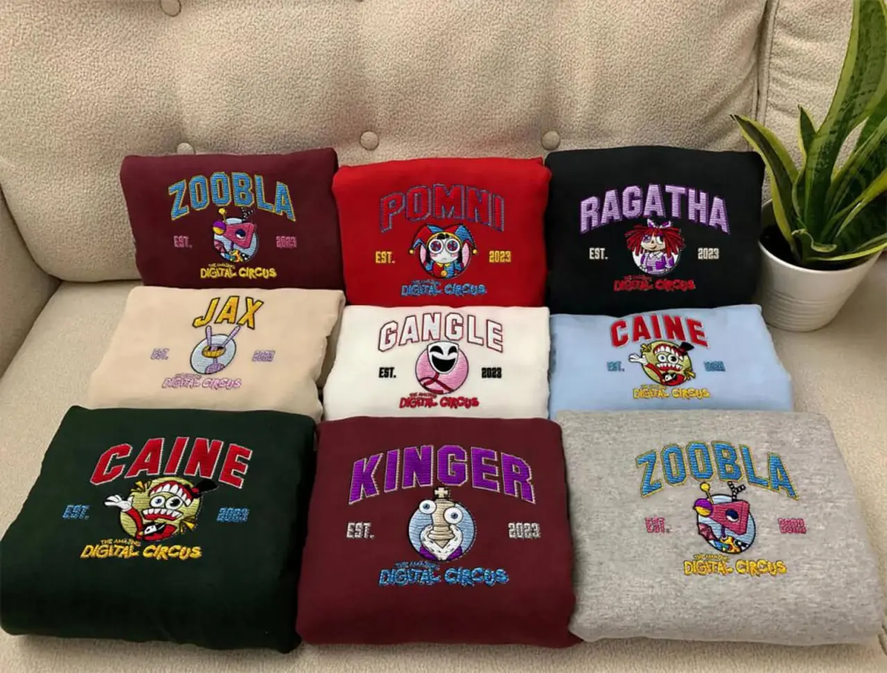 EMBROIDERED The Amazing Digital Circus Sweatshirt, TADC Characters Sweatshirt, Circus Fan Gift, Circus Theme, Anime Gift Birthday