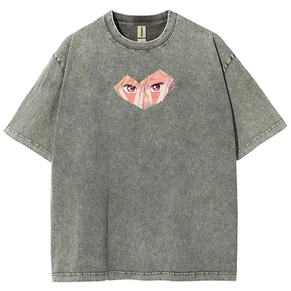 Men's My Dress-Up Darling Vintage Wash Cotton T-Shirt - Unisex Fit, Crew Neck, Short-Sleeve, Distressed, Cute, Fitted, All Seasons, 6 Graphic Designs, Streetwear Menswear Top (Multi-Size)