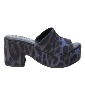 BEACH by Matisse Womens Terry Leopard Block Platform Casual Sandals Casual High Heel 3" & Up - Blue
