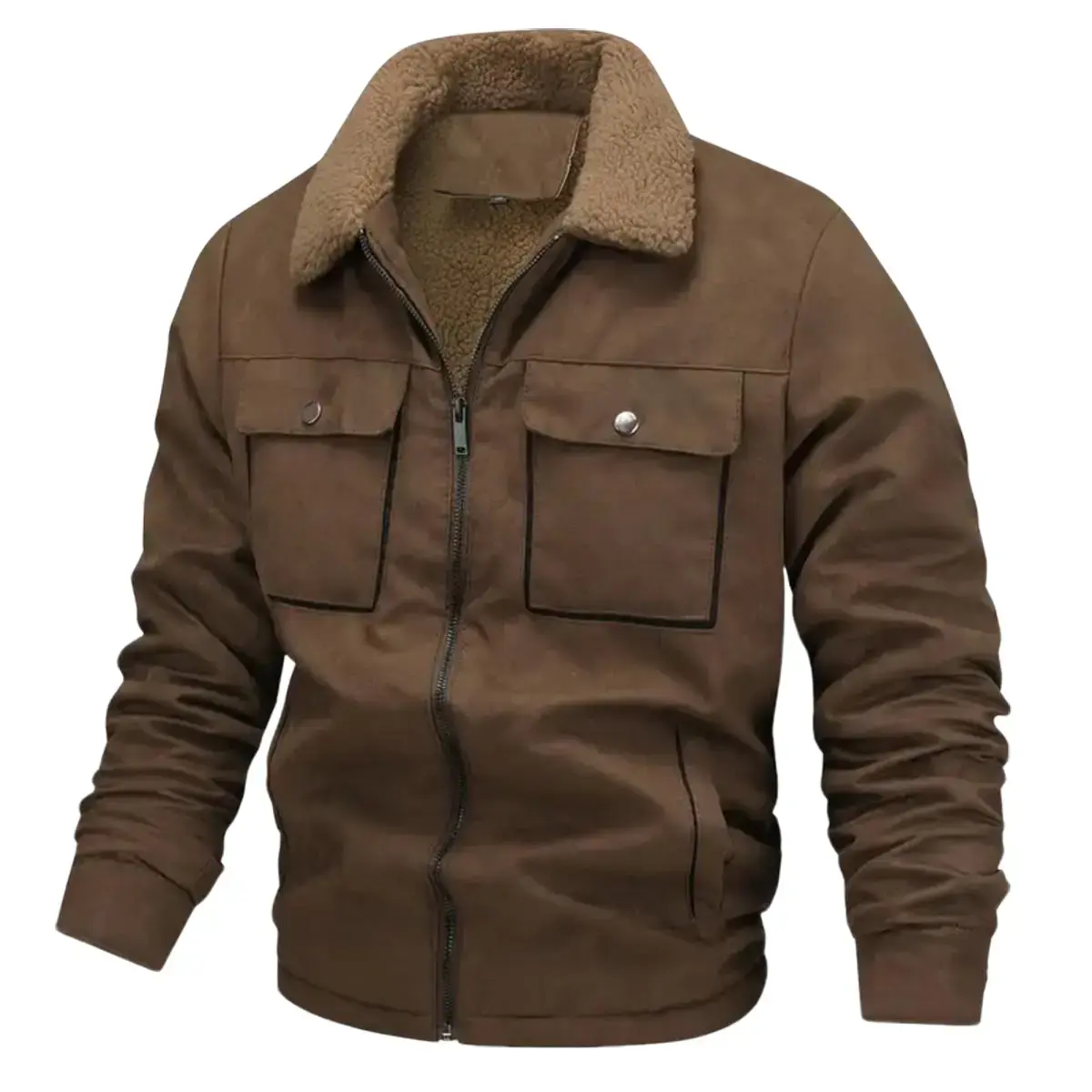 Men's Leather Business Casual Winter Overcoat - Lapel Collar, Long Sleeve, Loose Fit, 4XL Plus Sizes, Grey Clothes for 24-35 Years Old Gentlemen, m Garment