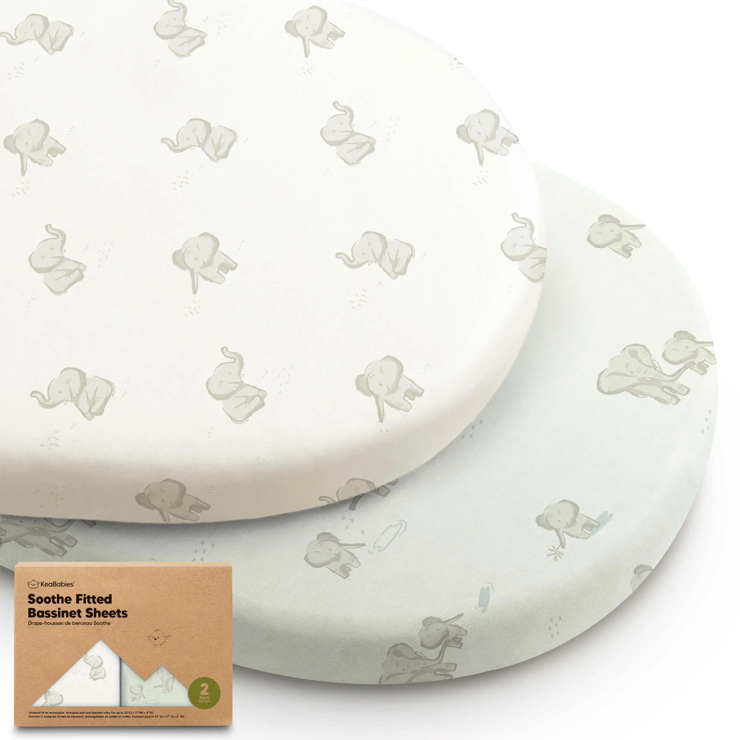 2-Pack Organic Baby Bassinet Sheets Boys, Girls - 100% Cotton Bassinet Mattress Sheets Compatible with Halo Bassinest Swivel Sleeper, Graco, Baby Delight, Universal Bassinet Fitted Sheets