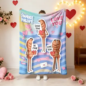 1 piece of Marcus The Worm presents a caring gift. Marcus worm printed flannel cozy blanket is skin-friendly and machine-washable suitable for office camping. Flannel fabric sofa blanket bed blanket. Valentine's Day gift