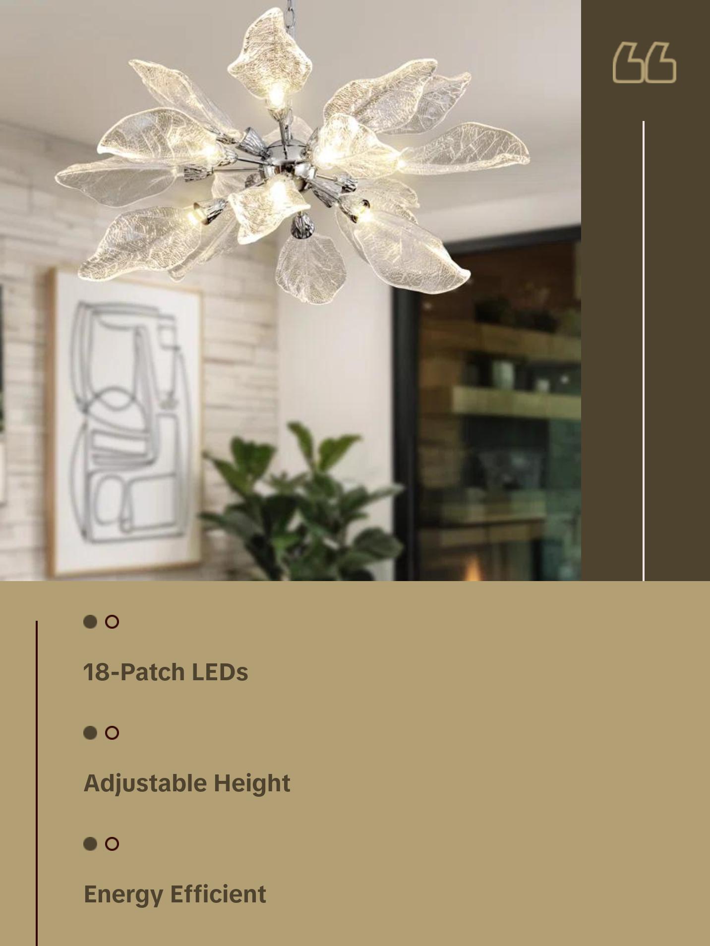 18-Light Modern Dimmable LED Chandeliers for Dining Room