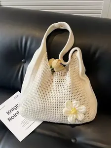 Boho Fashion Crochet Handbag, Single Shoulder Woven Beach Bag, Casual Shoulder Bag, Perfect for Vacation, Lightweight and Stylish, Ideal for Travel, Fashionable Bags, Handbag Shoulder Purse