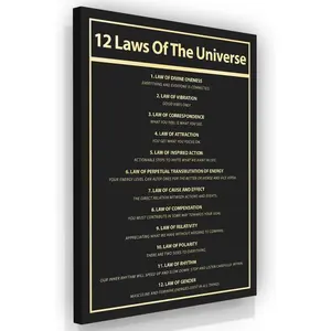 NATVVA 12 Laws Of The Universe Wall Art Manifestation Spiritual Canvas Print Poster Magic Energy Message Wall Decor Canvas Art Prints Painting Office Decoration No Frame