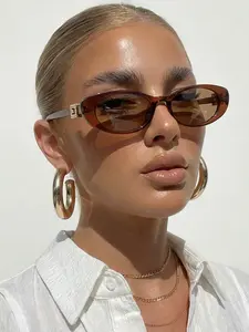 Elegant Oval Frame PC Material Sunglasses for Women, G Letter Design, Casual Versatile Style, Perfect for Daily Wear, Stylish and Elegant