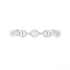 Pre-owned Hermes Chaine d'Ancre Enchainee Cuff Bracelet Sterling Silver Medium by Rebag