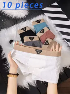 Men's Briefs Set, Soft Breathable Fabric, Medium Stretch Casual Fitted Solid Color Design, Daily Wear, 10 Pieces Pack