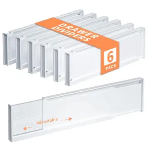 Drawer Divider, 6 Counts Adjustable Drawer Divider, Expandable Kitchen Drawer Divider, Fits Most Drawers, Installed By Double-sided Tape, Expandable Drawer Organizer